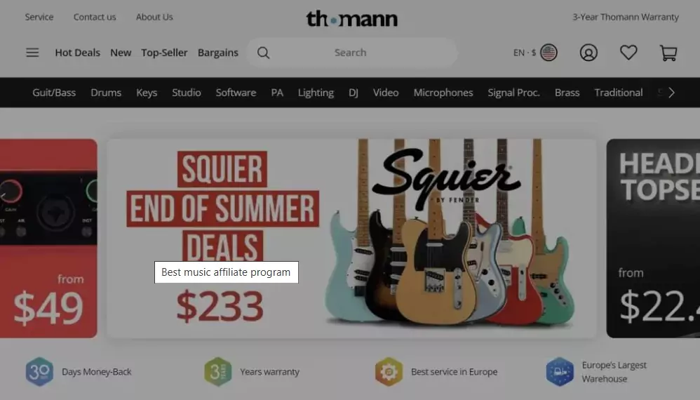 Thomann Programas de Afiliados de Música