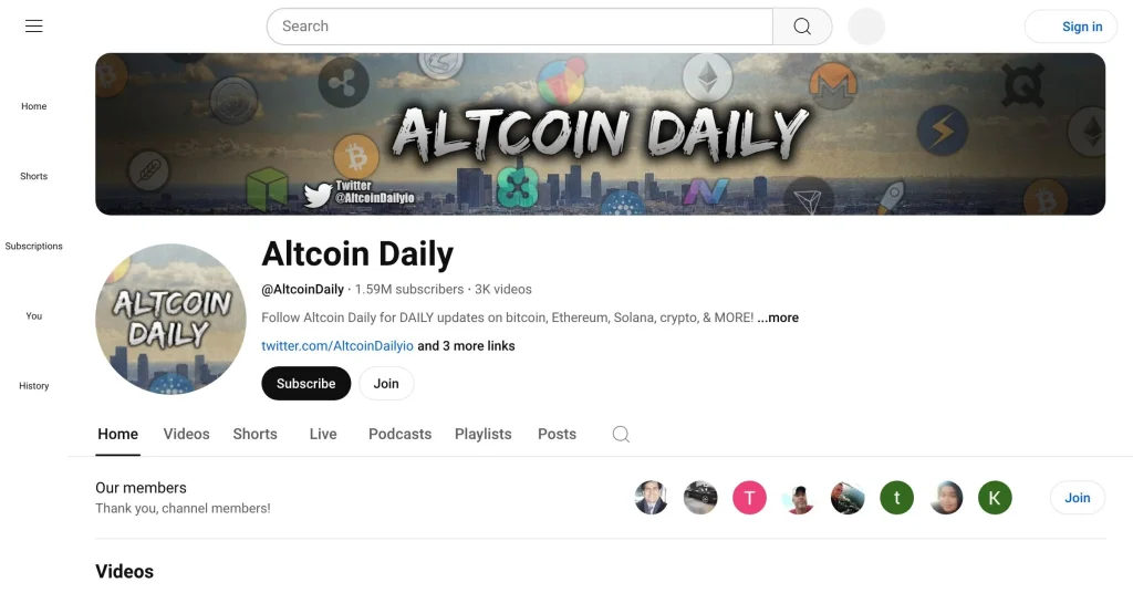 Altcoin Daily Crypto YouTube Channels