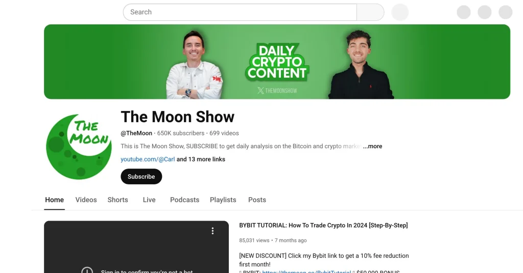 MoonShow Crypto YouTube Channels