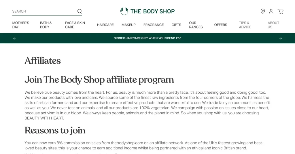 Body Shop Programas de Afiliados de Belleza