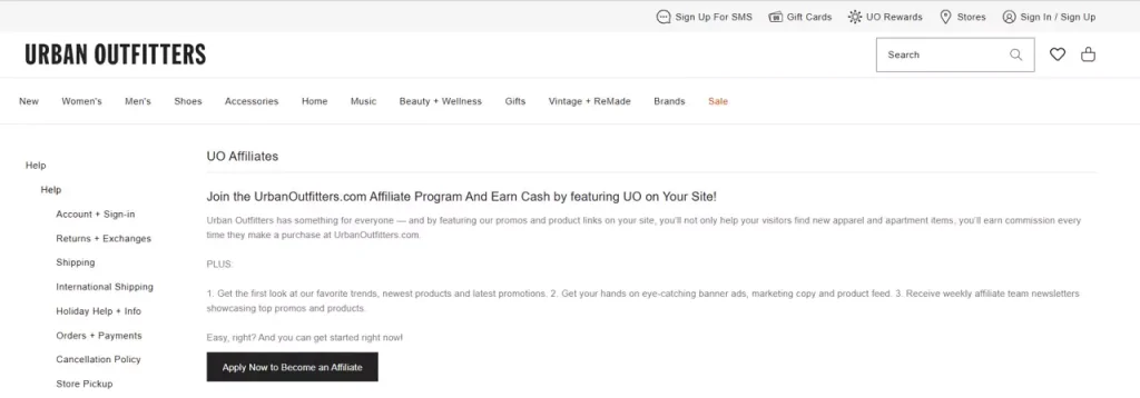 Urban Outfitters Fashion Affiliate Programs