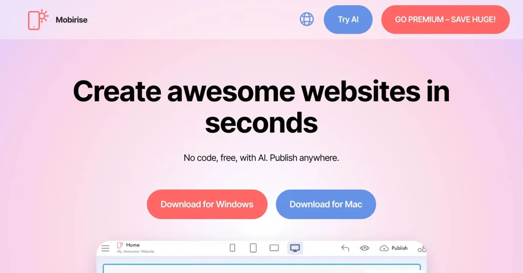 Mobirise best website builder for affiliate marketing