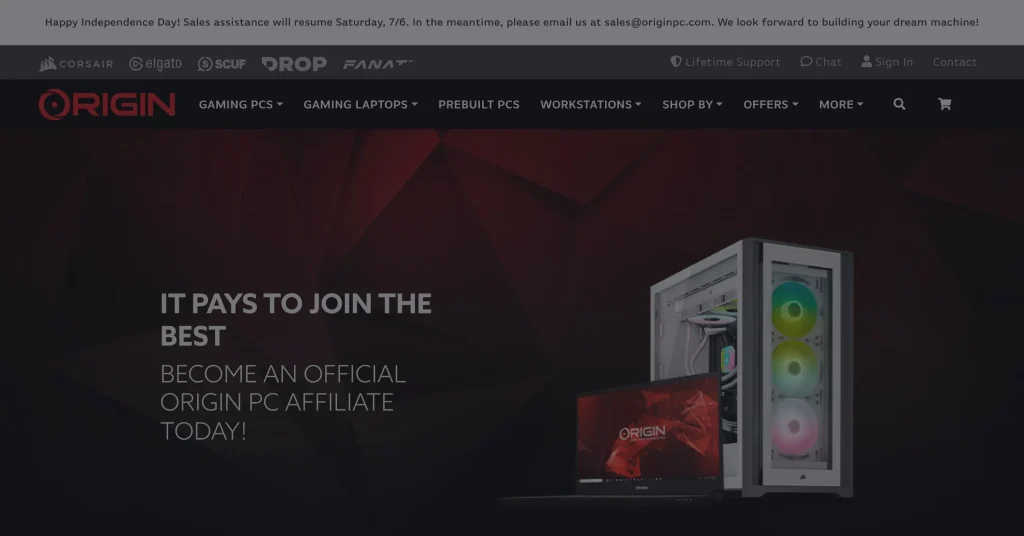 Origin PC Affiliate Programs for Streamers