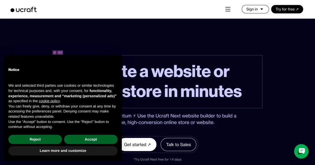 Ucraft best website builder for affiliate marketing