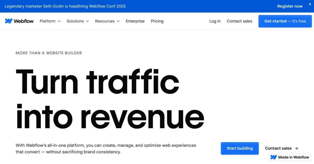 Webflow best website builder for affiliate marketing